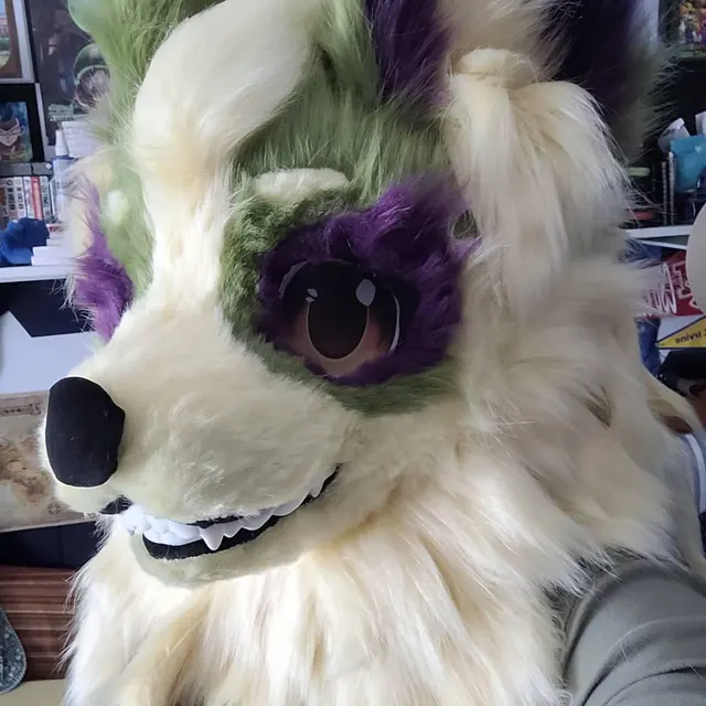 Customer photo of an Arcanine-inspired custom fursuit head
