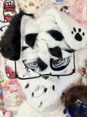 Fursuit Head – Ink Paws Playful Kemono (Black & White) - Image 5
